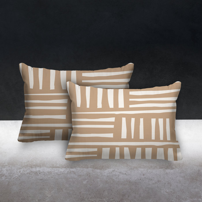 Wrought Studio Pereto Abstract Lines Indoor/Outdoor Lumbar Pillow Wayfair